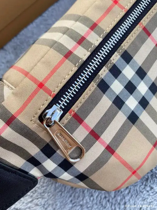 Official First Bag Ru Check Bum Bonded Cotton Medium Bag BURBERRY Vintage 0607